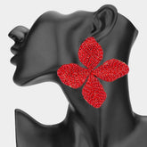 Oversized Bling Studded Floral Statement Earrings