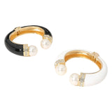 Pearl Tip Enamel Hinged Cuff Bracelet