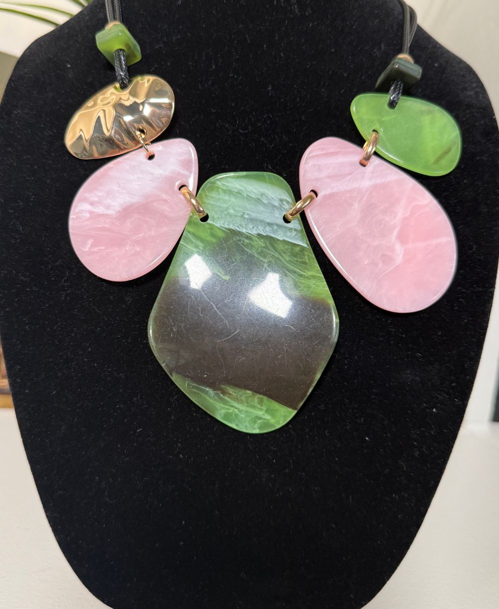 Pink Marbled Statement Necklace
