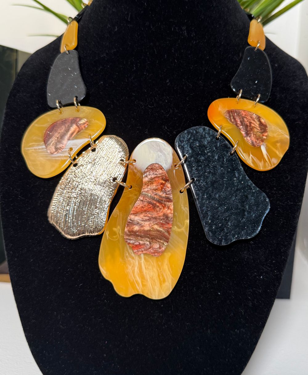 Leopard and Brown Resin Necklace