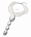 Drop Layered Pearl Statement Necklace