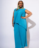 Wide-Leg Pleated Pant Set