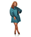 Satin Tie Neck Mini Dress