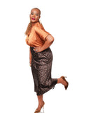 Leopard High Waist Midi Skirt