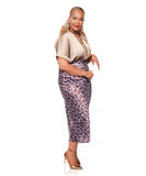 Leopard High Waist Midi Skirt