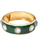 Round Stone Hinged Bangle Bracelet