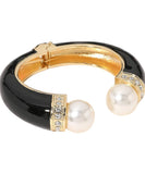 Pearl Tip Enamel Hinged Cuff Bracelet
