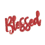 BLESSED Rhinestone Script Brooch Pin