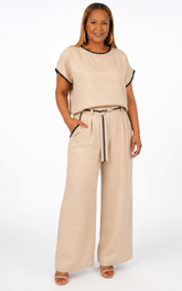 Taupe Scalloped Pant Set