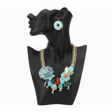 Bold Floral Butterfly Mixed Charm Statement Necklace