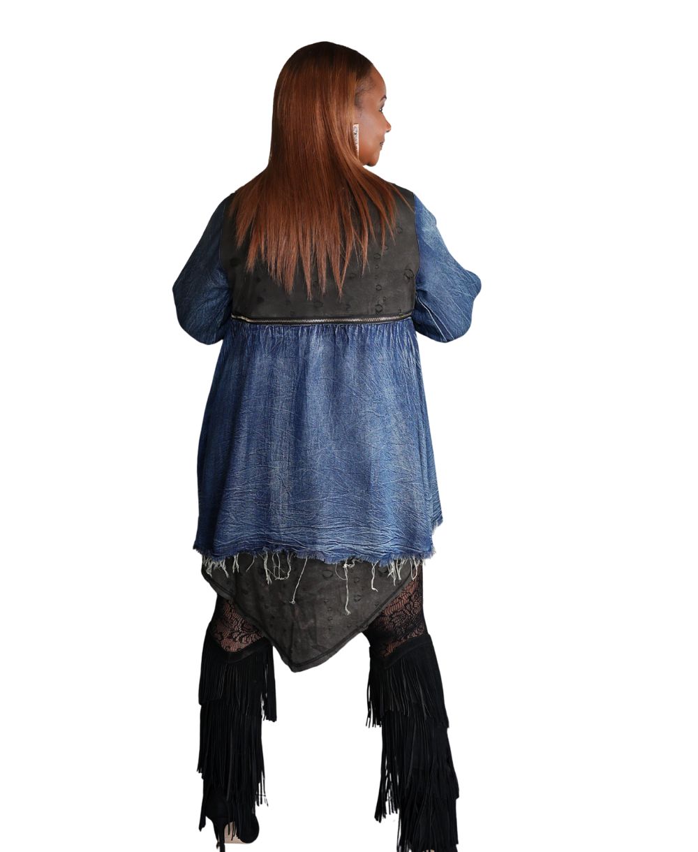 Denim Distressed Oversized Dress