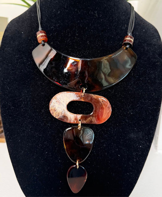 Tortoise Drop Collar Necklace