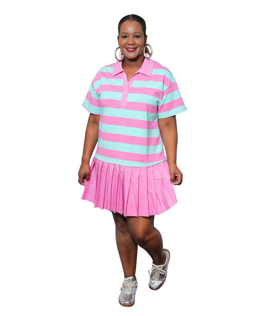 Pink Stripe Polo Dress
