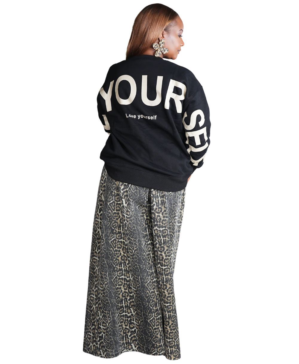 Be Yourself Love Yourself Printed Oversized Sweatshirt