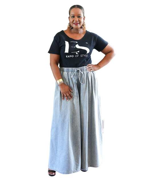 Wide Leg Denim Pants