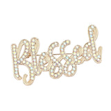 Rhinestone Pave BLESSED Pin Brooch