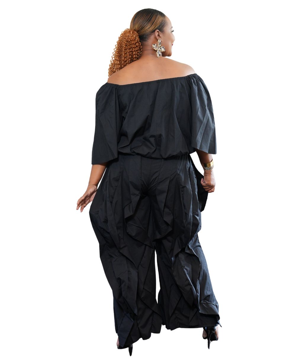 Layered Ruffled Two-Piece Pant Set