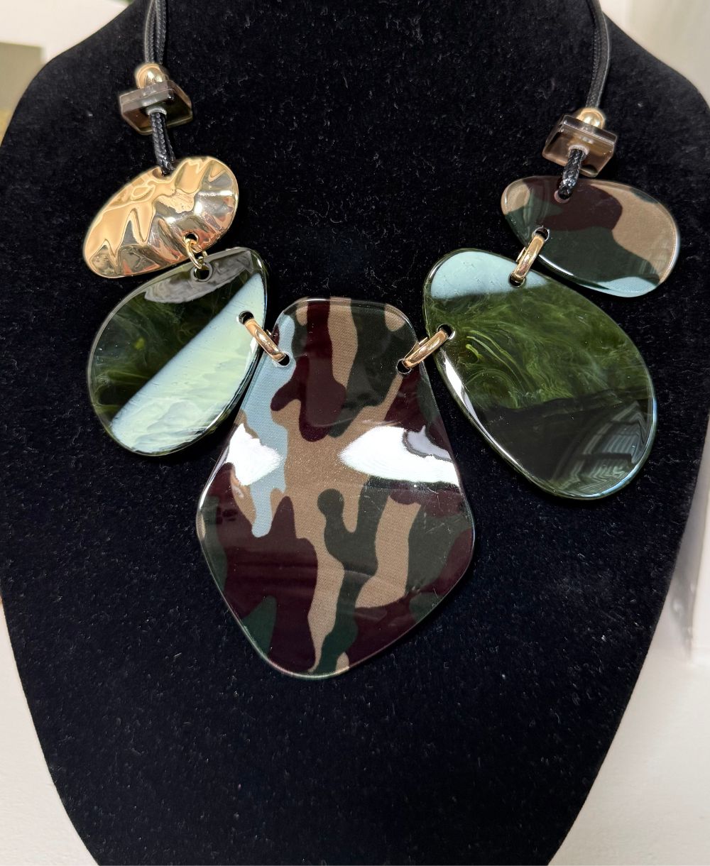 Camouflage Marbled Statement Necklace