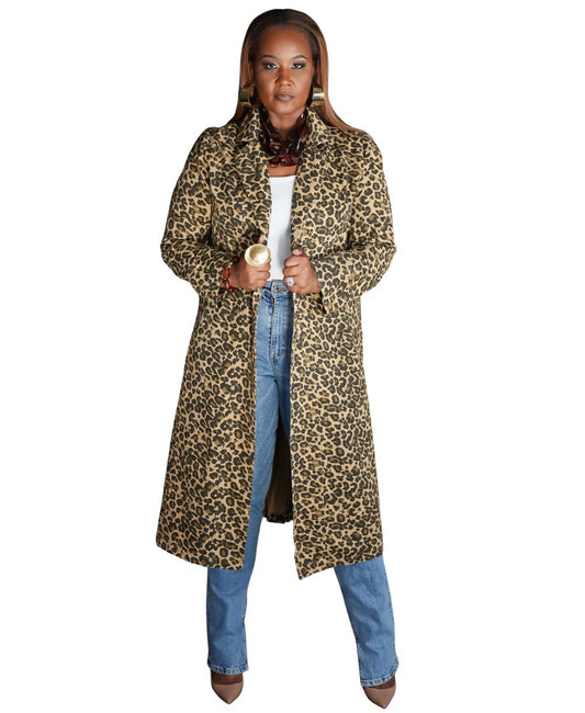 Leopard Denim Trench