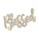 BLESSED Rhinestone Script Brooch Pin