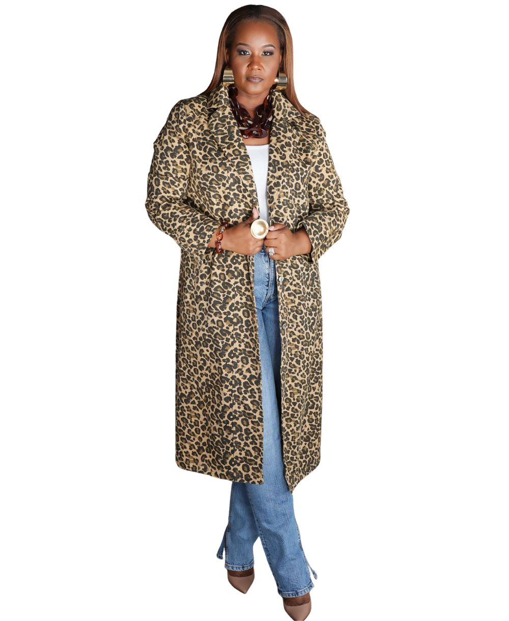 Leopard Denim Trench
