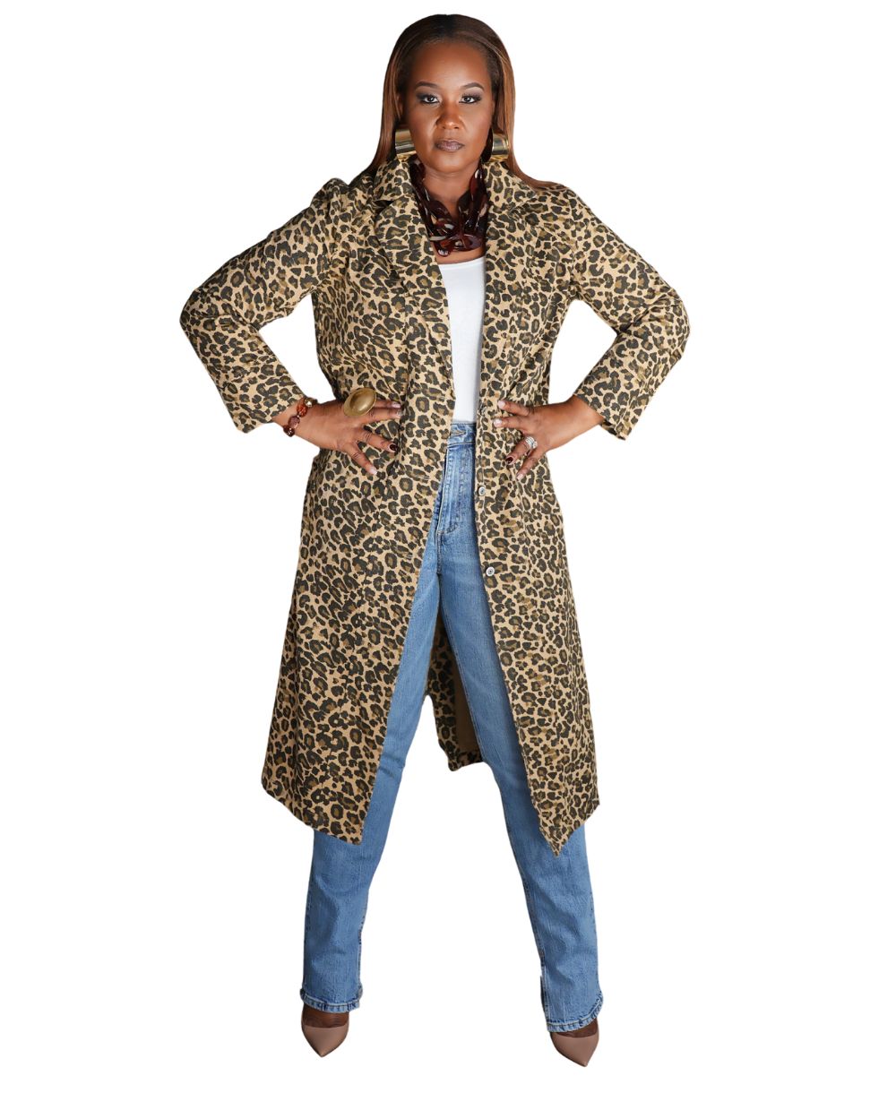 Leopard Denim Trench