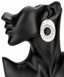 Bold Hammered Metal Oval Statement Earrings