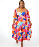 Color Block Geometric Dress