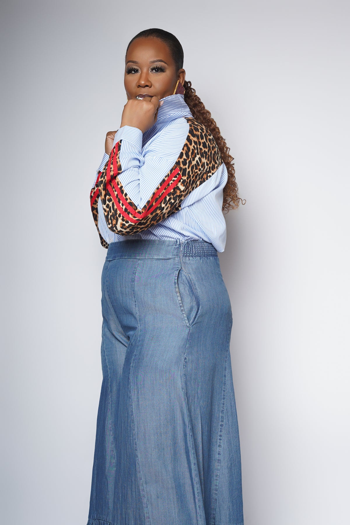 Leopard Stripe Button Down Shirt