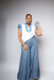 Denim Chambray Ruffle Jeans