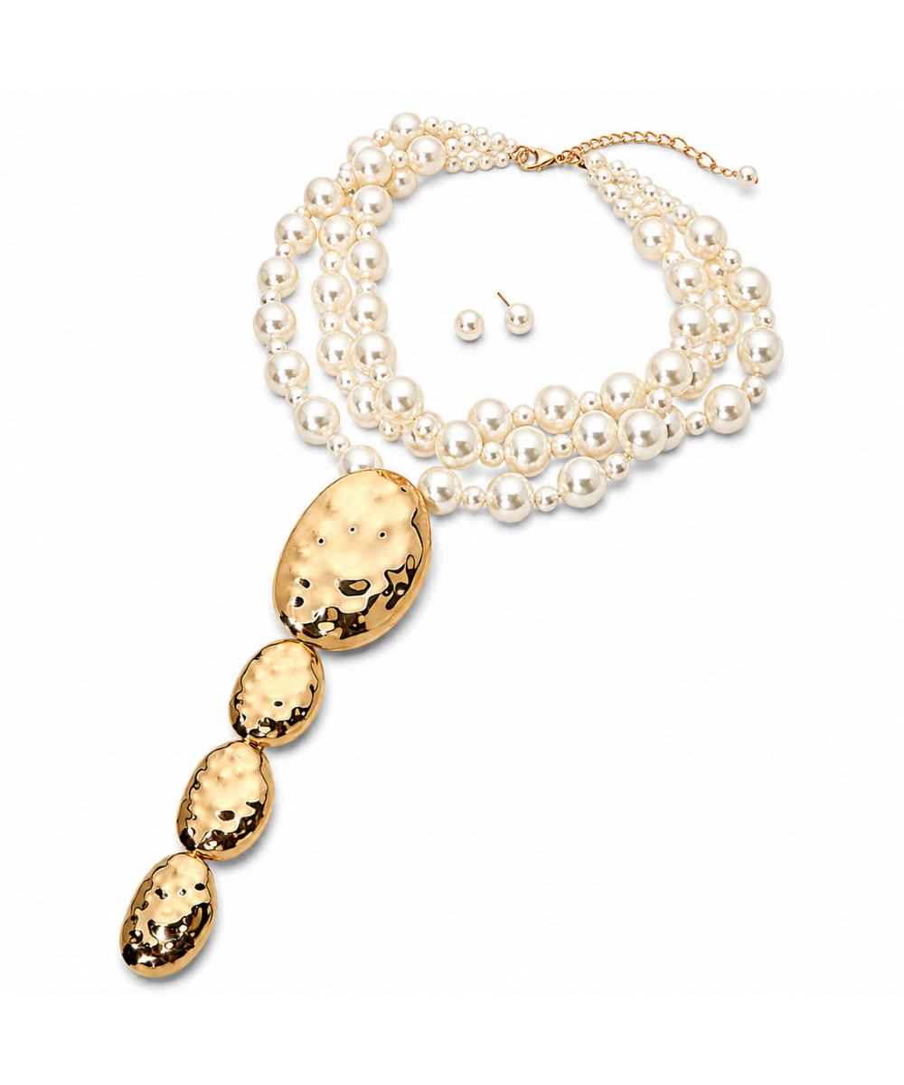 Drop Layered Pearl Statement Necklace