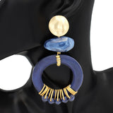 Geometric Beaded Hoop Drop Statement Earrings