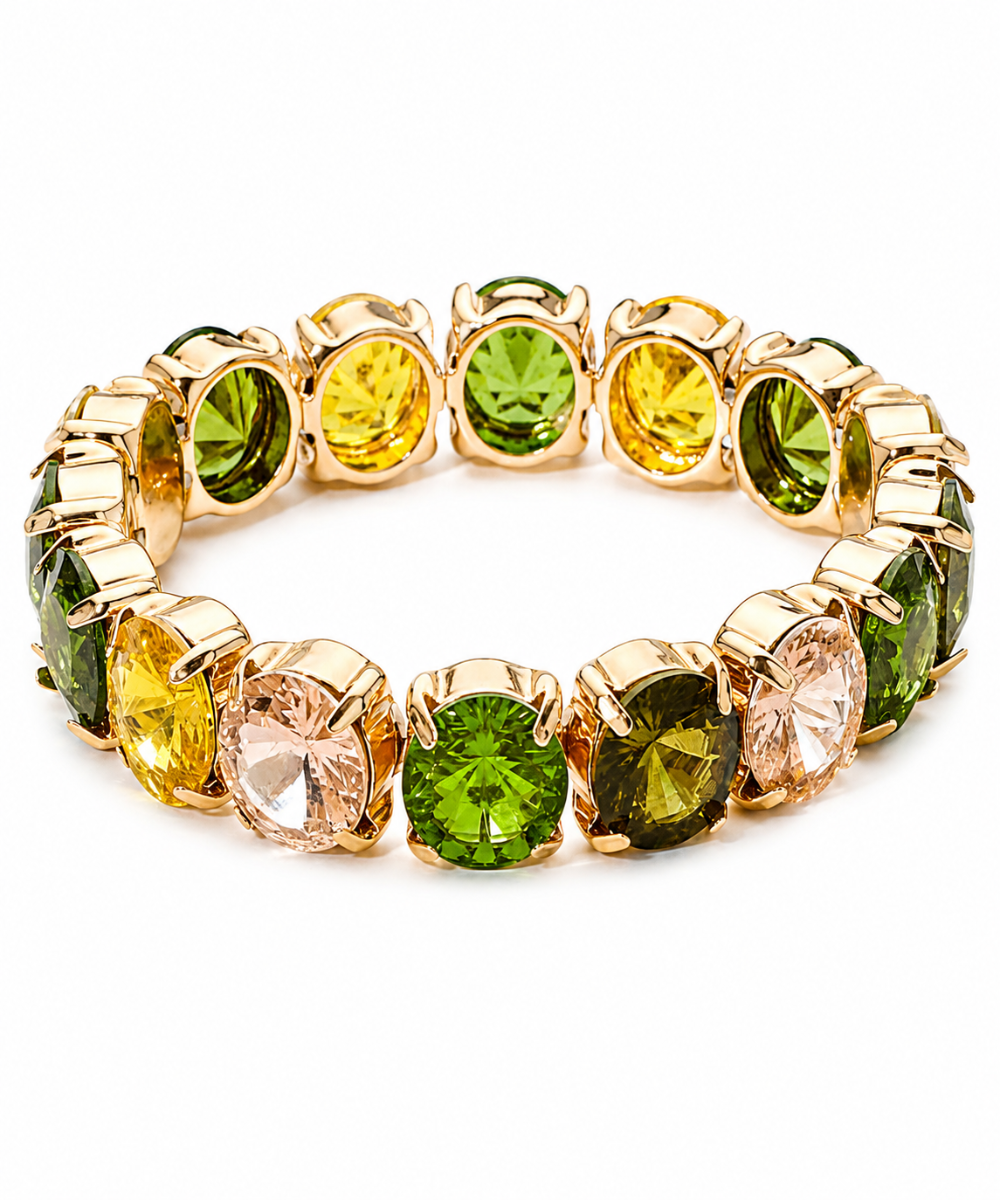 Faceted Round Stone Stretch Bracelet