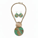 Teal and Brown Medallion Necklace