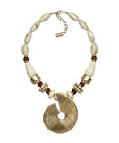 Creme Mixed Bead Pendant Necklace