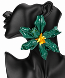 Oversized Bold Bloom Floral Statement Earrings