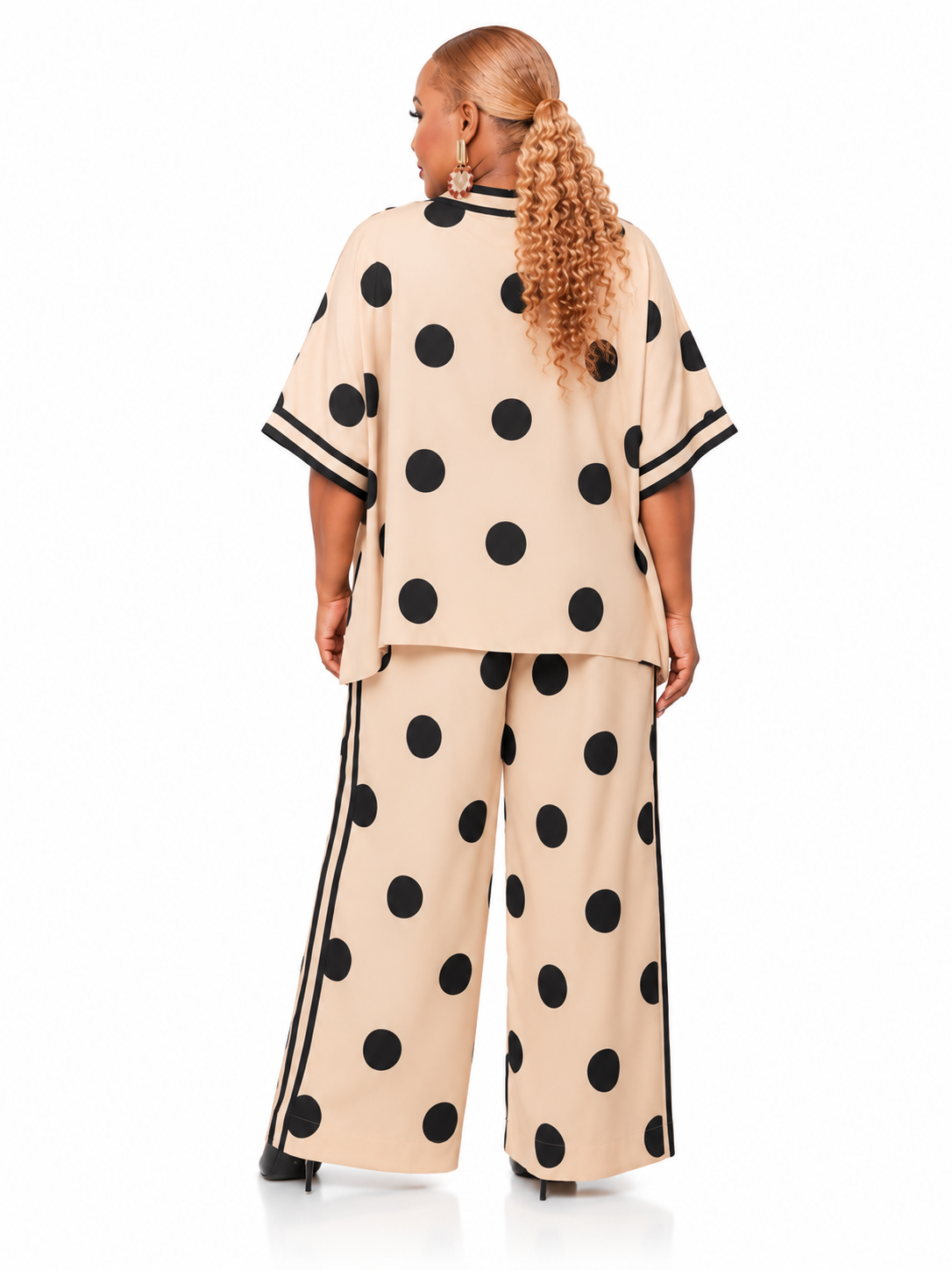 Polka Dot Wide Leg Two-Piece Set