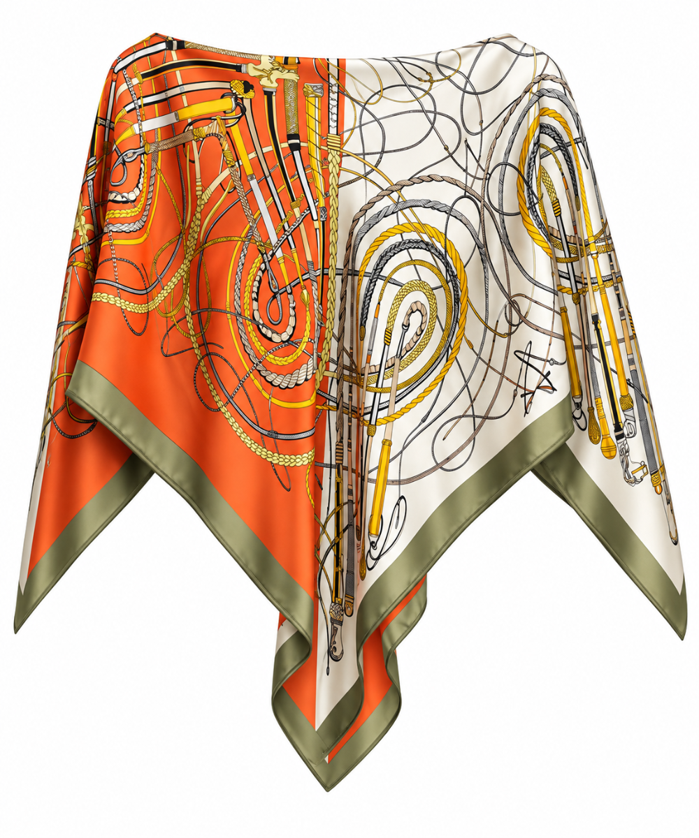 Crop Print Scarf Poncho