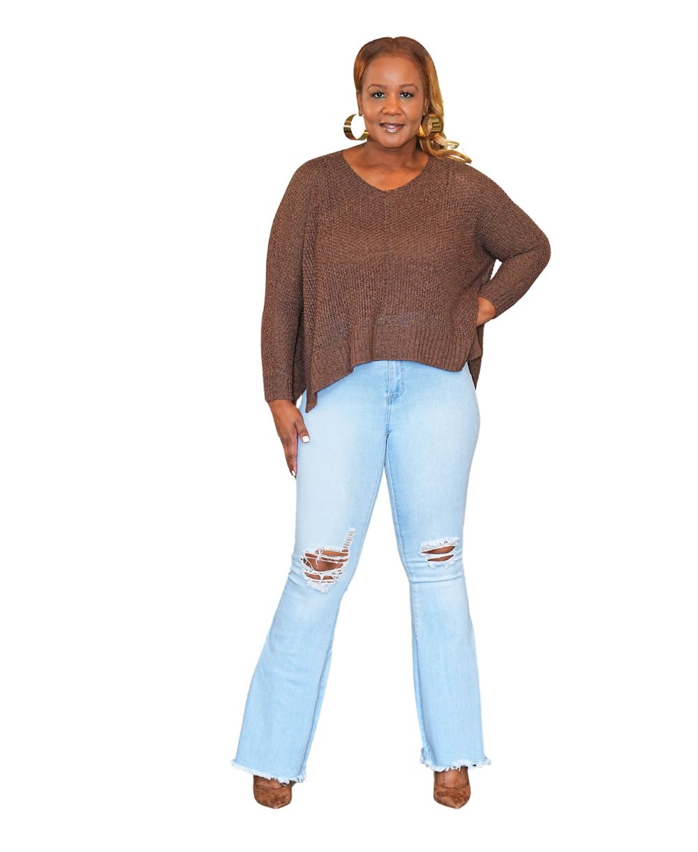 Dolman Sleeve V-Neck Sweater