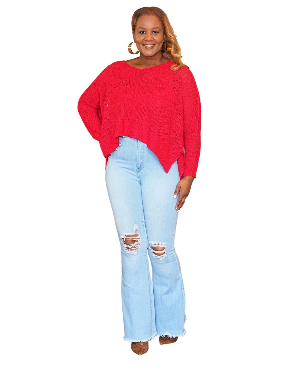 Dolman Sleeve V-Neck Sweater