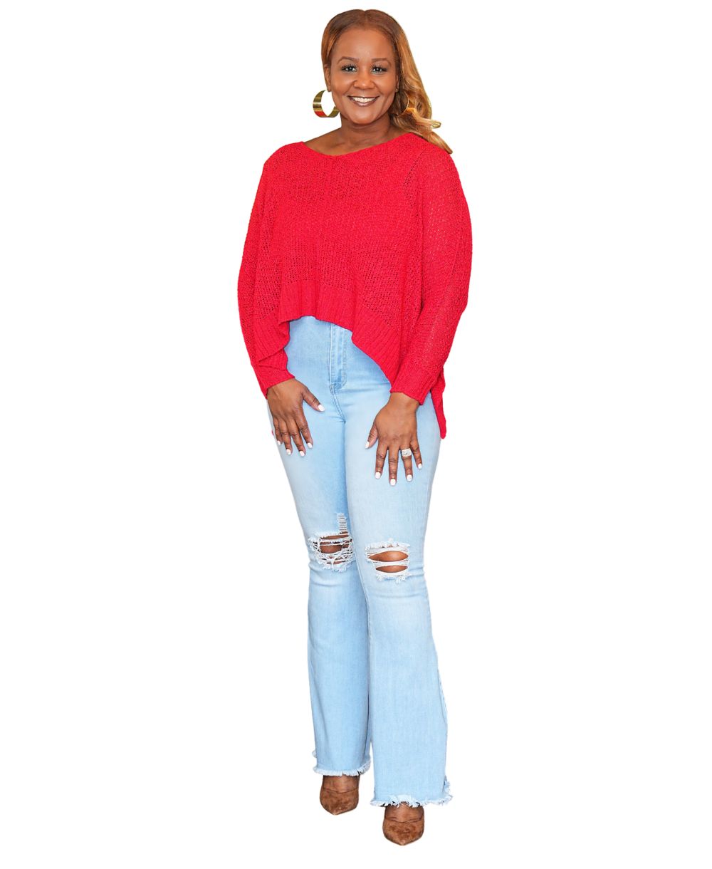 Dolman Sleeve V-Neck Sweater