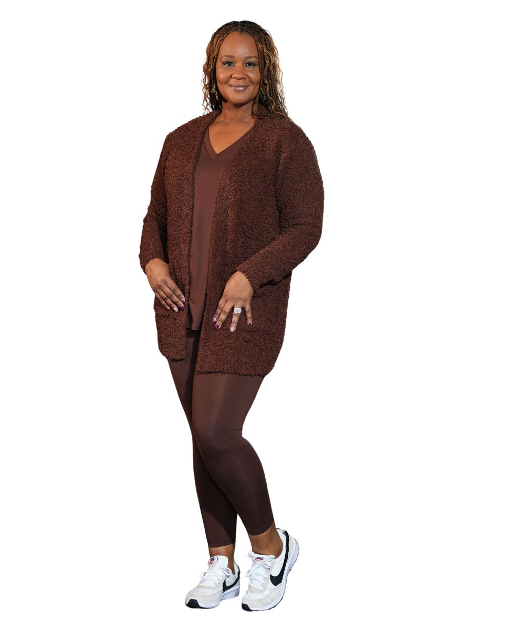 Popcorn Cardigan and V-Neck Legging Set