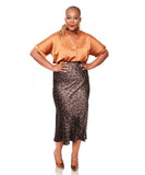 Leopard High Waist Midi Skirt