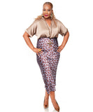 Leopard High Waist Midi Skirt