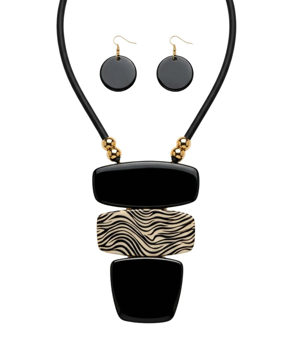 Zebra Long Cord Necklace