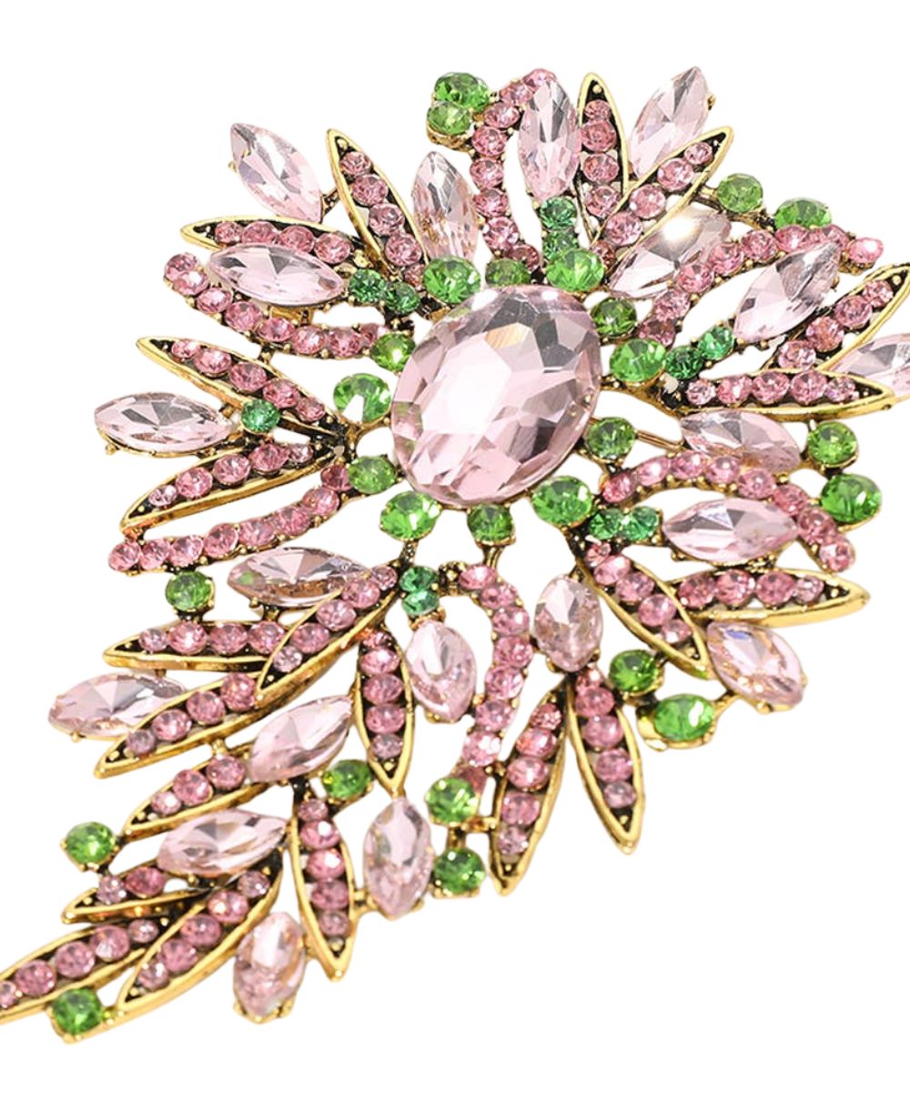 Pink Glass Stone Brooch