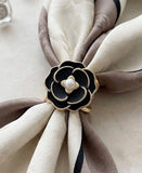 Pearl Center Enamel Flower Scarf Ring
