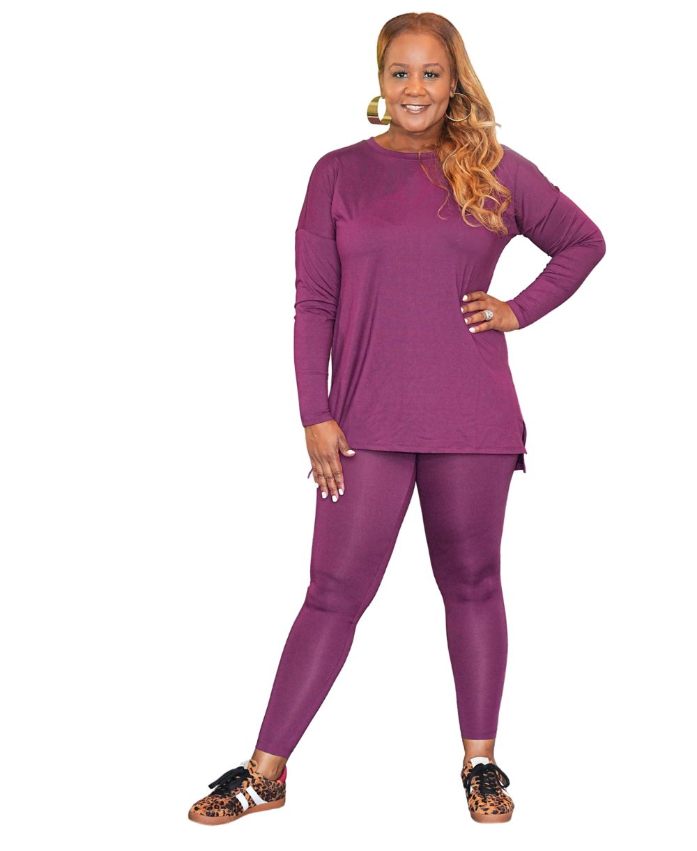 Round Neck Long Sleeve Legging Set