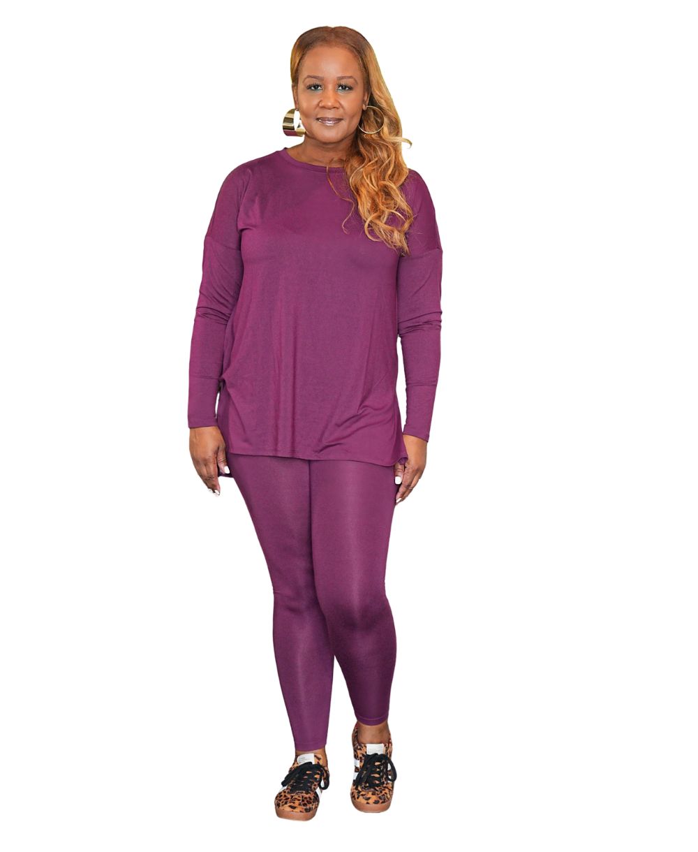 Round Neck Long Sleeve Legging Set