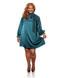 Satin Tie Neck Mini Dress